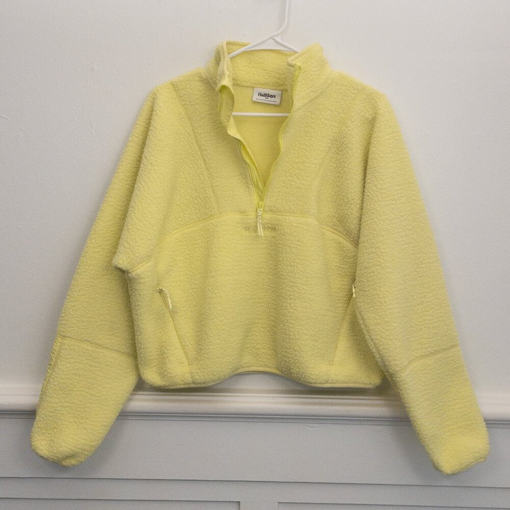 Women's Yellow Fleece Sweater - Picture 2 of 5